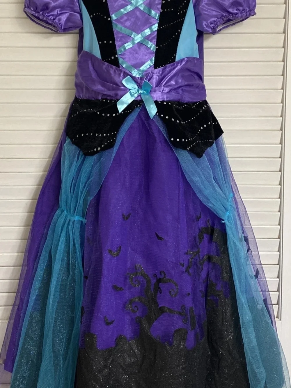 Girl's Happy Haunts Cauldron Cutie Witch Dress, Medium 8-10, Purple/Teal